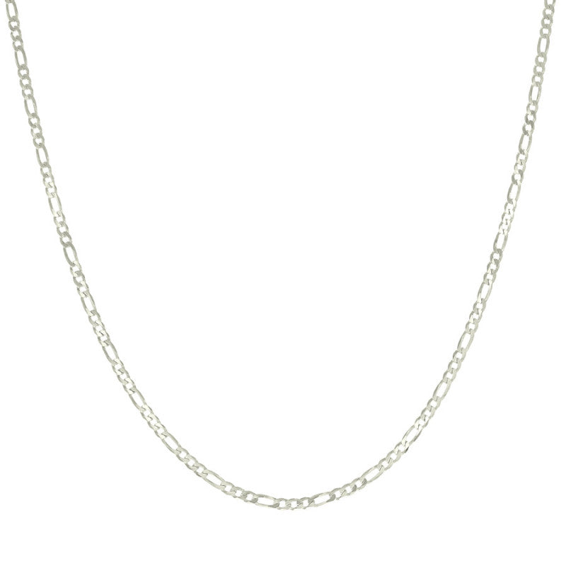 925 Silver Pave Super Flat Figaro Chain 2.6mm