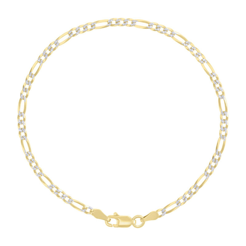 925 Silver Pave Super Flat Figaro Chain 2.6mm