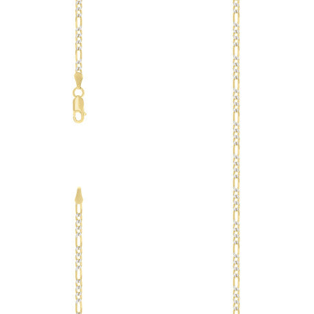 925 Silver Pave Super Flat Figaro Chain 2.6mm