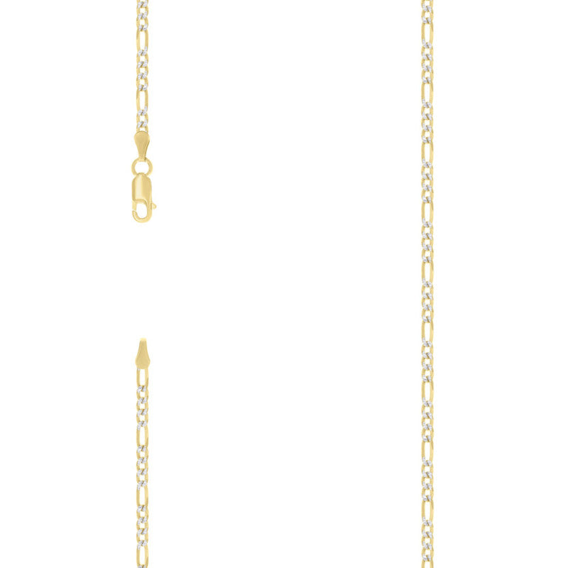 925 Silver Pave Super Flat Figaro Chain 2.6mm