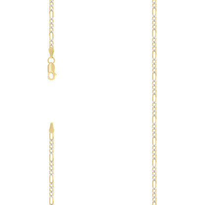 925 Silver Pave Super Flat Figaro Chain 2.6mm