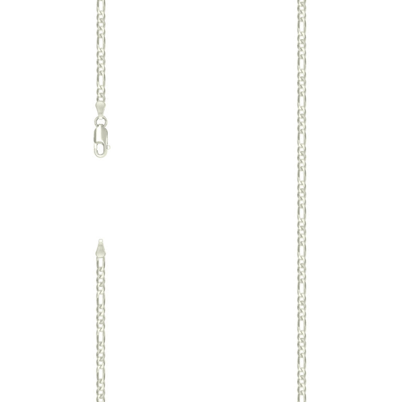 925 Silver Pave Super Flat Figaro Chain 2.6mm