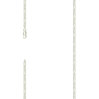 925 Silver Pave Super Flat Figaro Chain 2.6mm