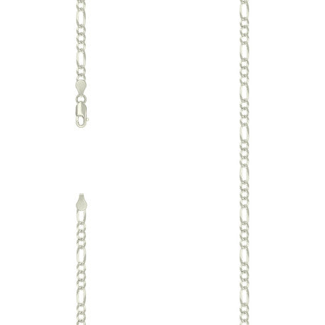 925 Silver Pave Super Flat Figaro Chain 3.6mm
