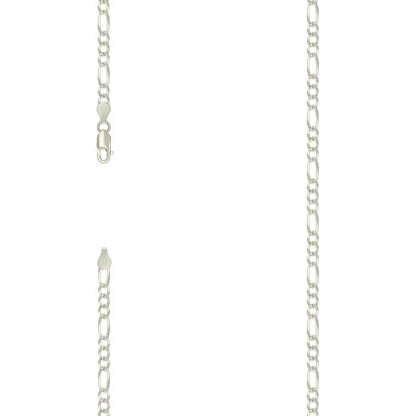 925 Silver Pave Super Flat Figaro Chain 3.6mm