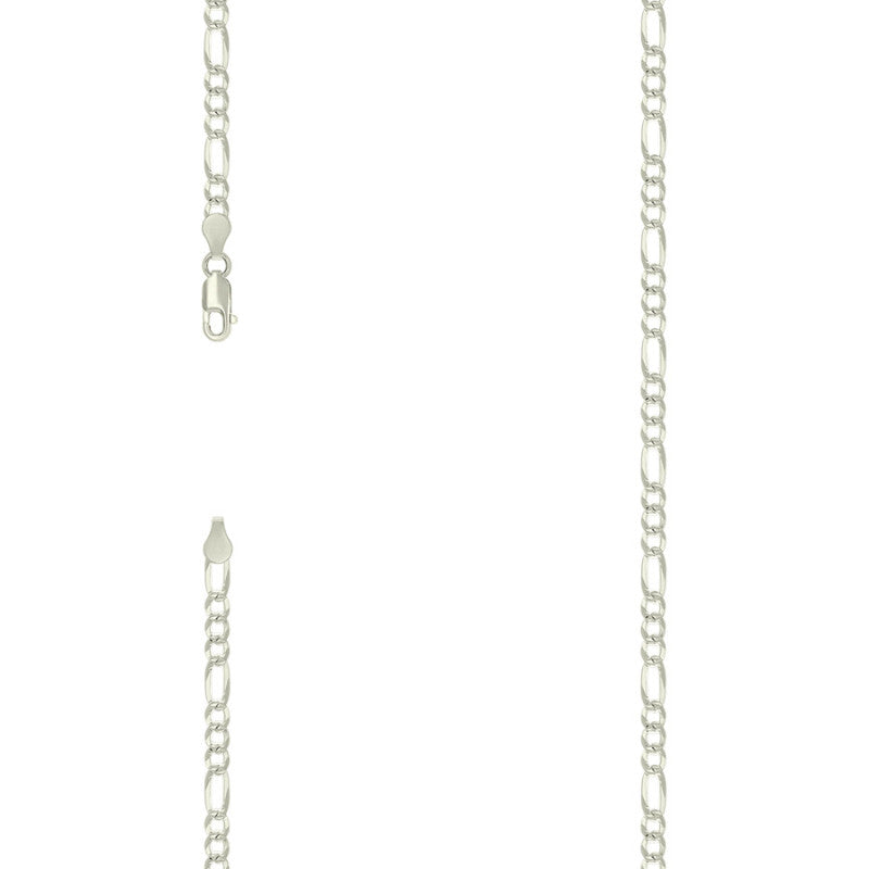 925 Silver Pave Super Flat Figaro Chain 3.6mm