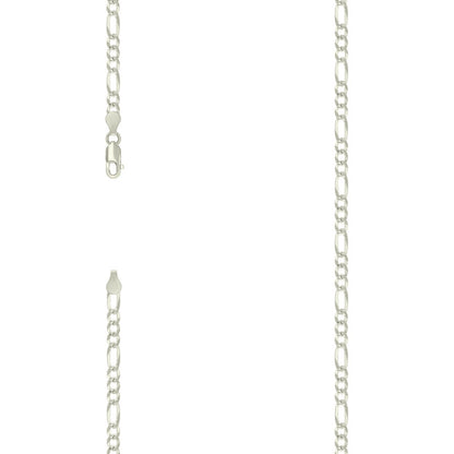 925 Silver Pave Super Flat Figaro Chain 3.6mm