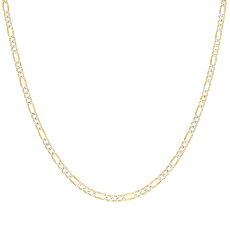 925 Silver Pave Super Flat Figaro Chain 3.6mm