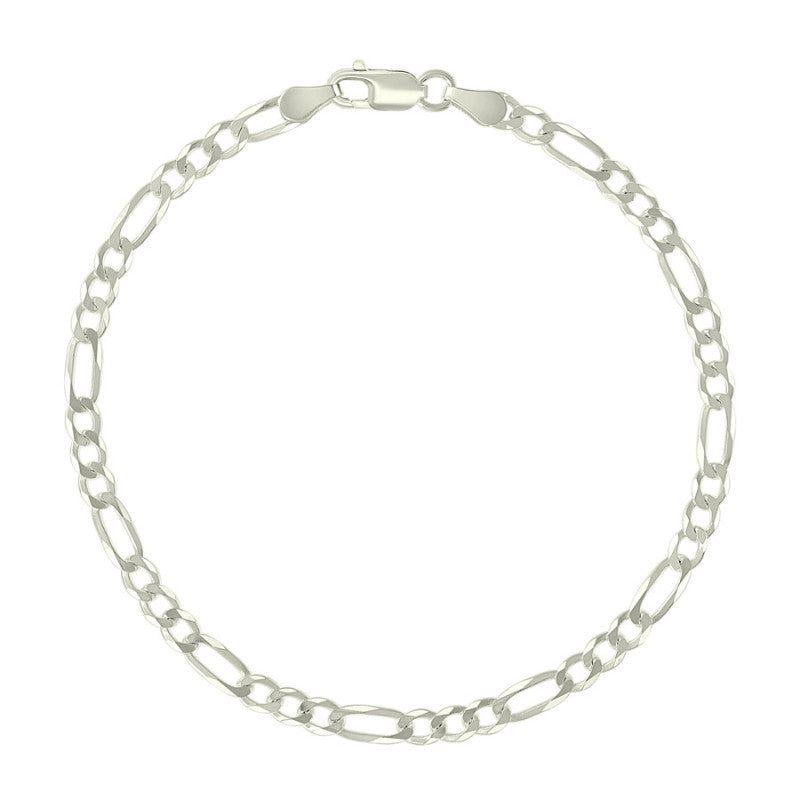 925 Silver Pave Super Flat Figaro Chain 3.6mm