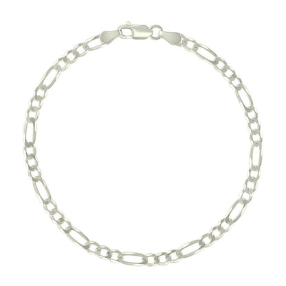 925 Silver Pave Super Flat Figaro Chain 3.6mm
