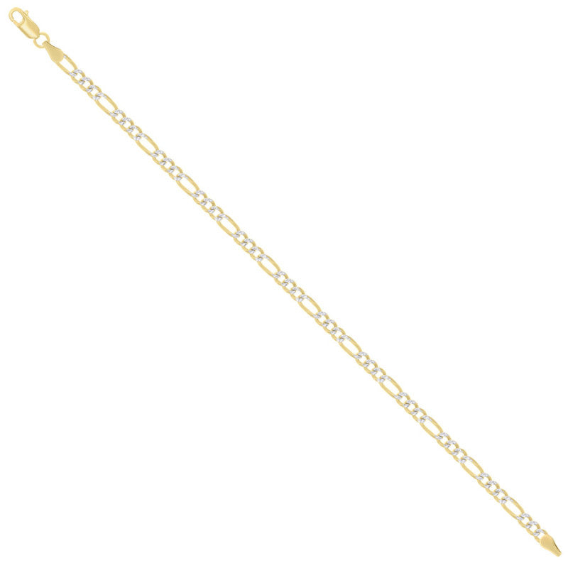 925 Silver Pave Super Flat Figaro Chain 3.6mm