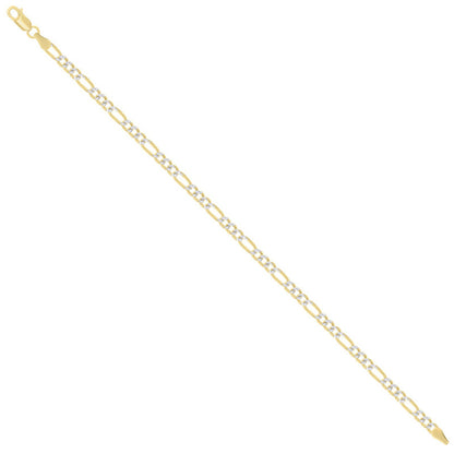 925 Silver Pave Super Flat Figaro Chain 3.6mm