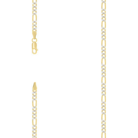 925 Silver Pave Super Flat Figaro Chain 3.6mm