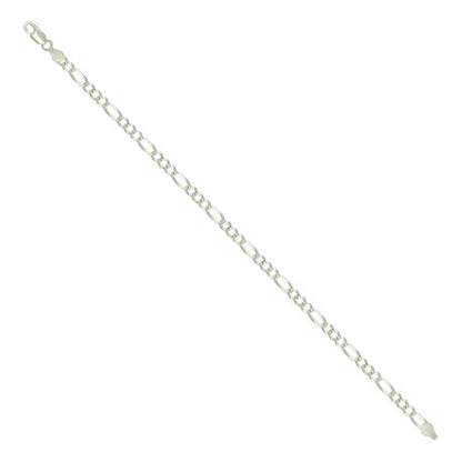 925 Silver Pave Super Flat Figaro Chain 3.6mm