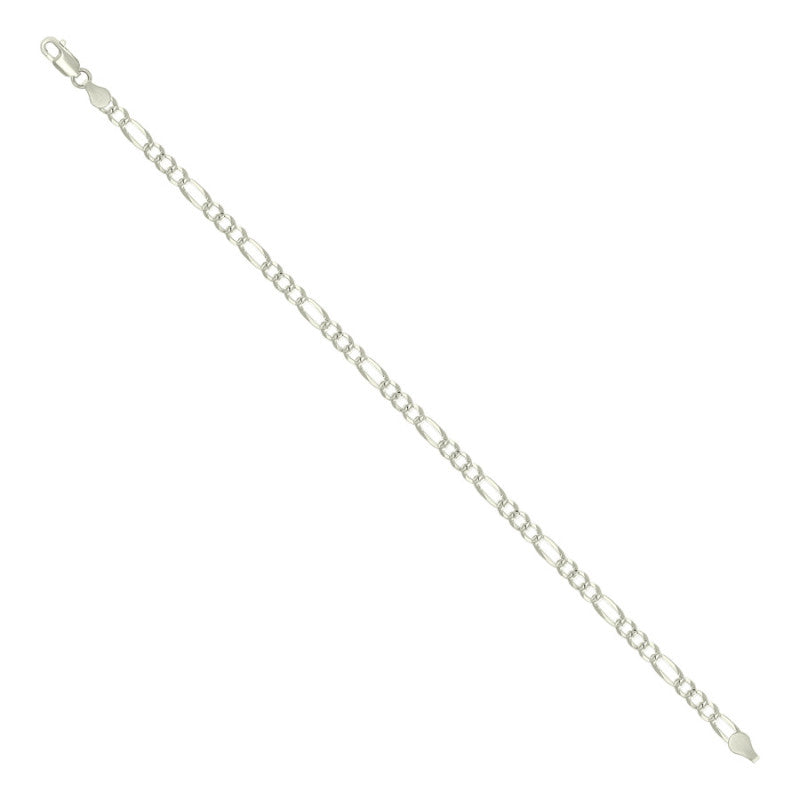 925 Silver Pave Super Flat Figaro Chain 3.6mm