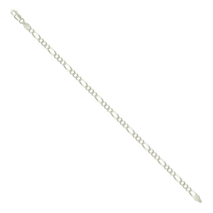 925 Silver Pave Super Flat Figaro Chain 3.6mm