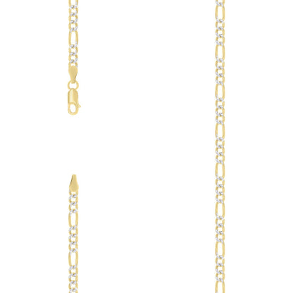 925 Silver Pave Super Flat Figaro Chain 3.6mm