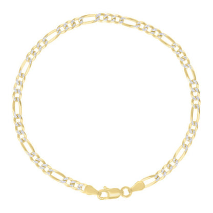 925 Silver Pave Super Flat Figaro Chain 3.6mm