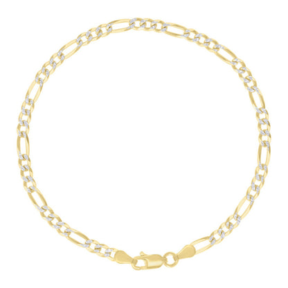 925 Silver Pave Super Flat Figaro Chain 3.6mm