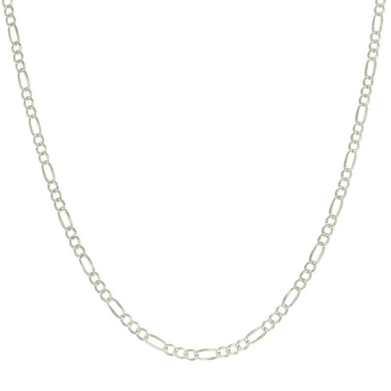 925 Silver Pave Super Flat Figaro Chain 3.6mm