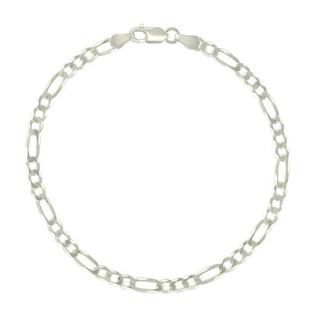 925 Silver Pave Super Flat Figaro Chain 3.6mm