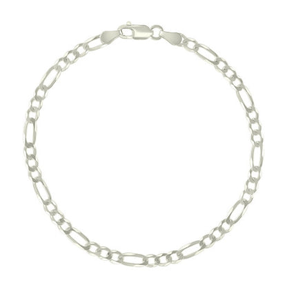 925 Silver Pave Super Flat Figaro Chain 3.6mm