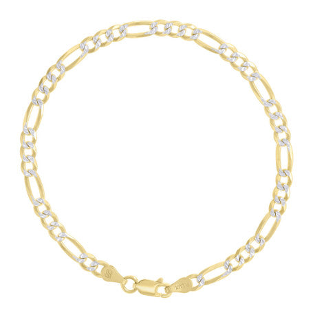 925 Silver Pave Super Flat Figaro Chain 4.0mm