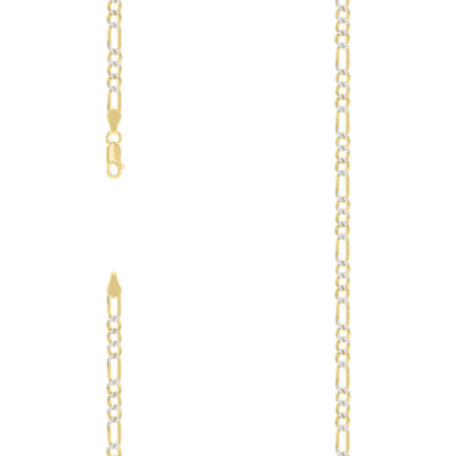 925 Silver Pave Super Flat Figaro Chain 4.0mm