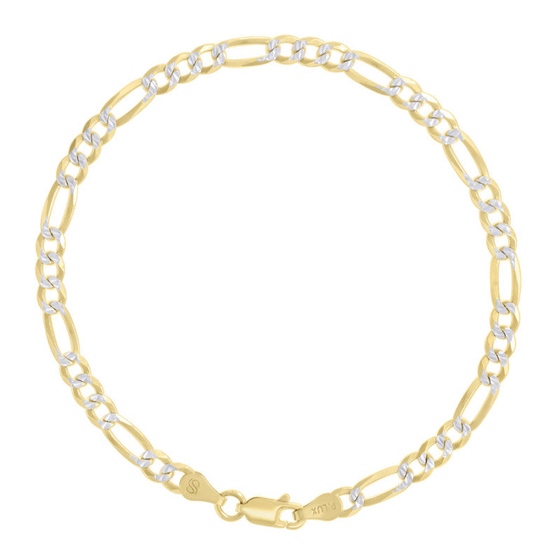 925 Silver Pave Super Flat Figaro Chain 4.0mm