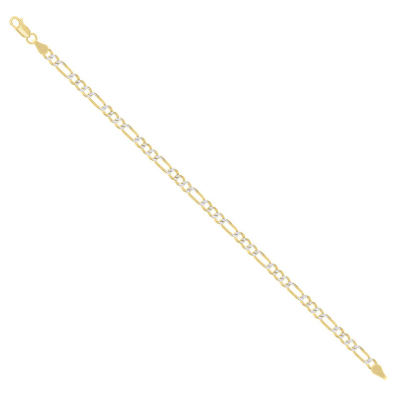 925 Silver Pave Super Flat Figaro Chain 4.0mm