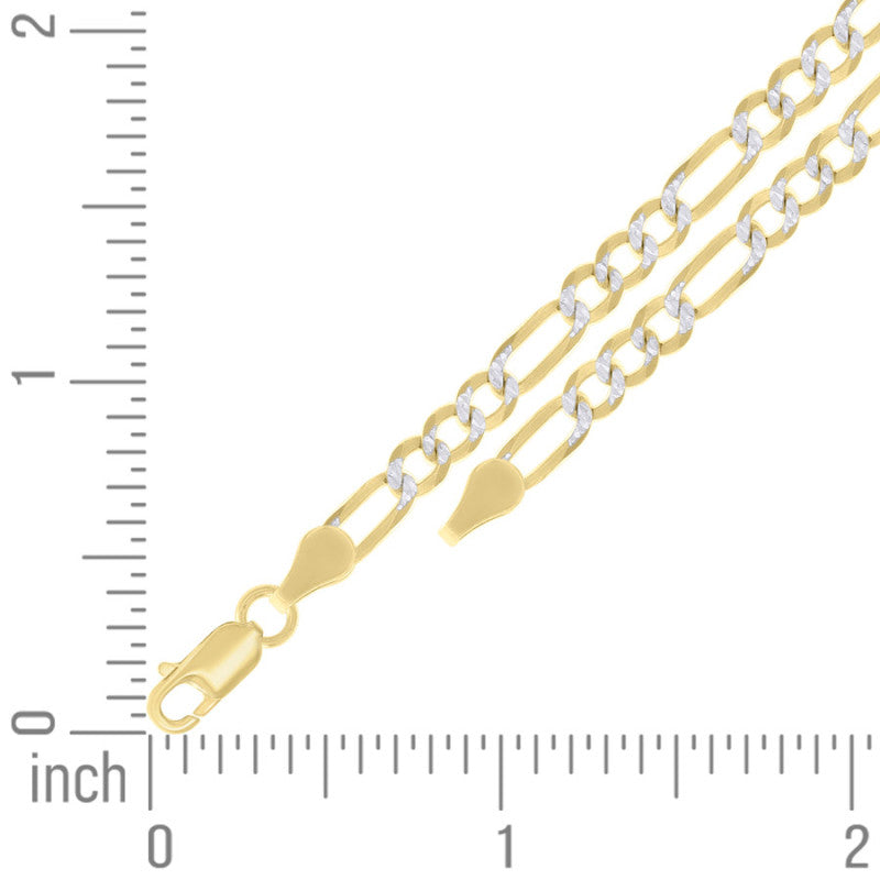 925 Silver Pave Super Flat Figaro Chain 4.0mm