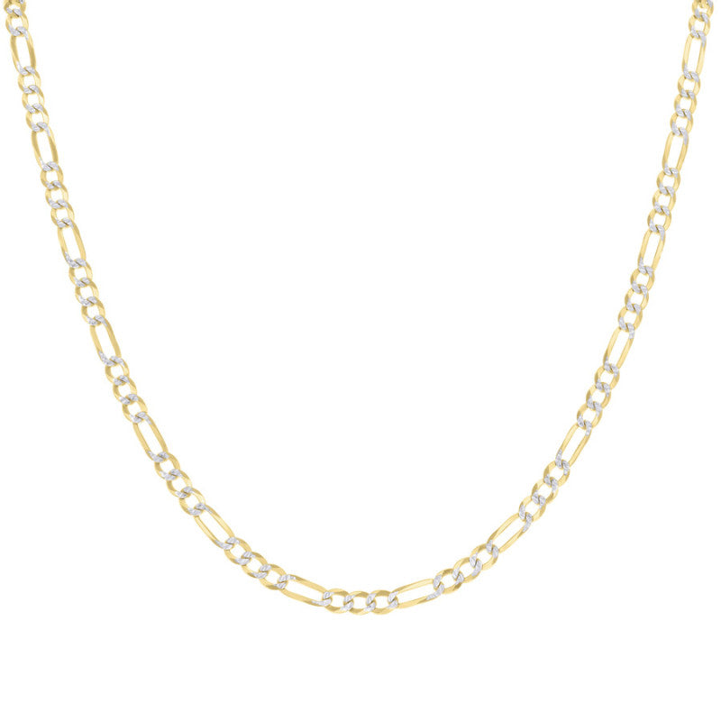 925 Silver Pave Super Flat Figaro Chain 4.0mm