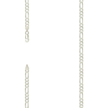 925 Silver Pave Super Flat Figaro Chain 4.5mm