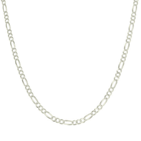925 Silver Pave Super Flat Figaro Chain 4.5mm
