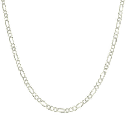 925 Silver Pave Super Flat Figaro Chain 4.5mm