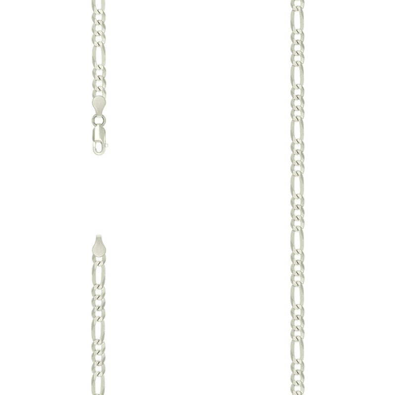 925 Silver Pave Super Flat Figaro Chain 4.5mm
