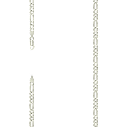 925 Silver Pave Super Flat Figaro Chain 4.5mm
