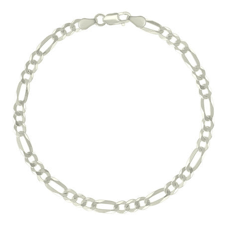 925 Silver Pave Super Flat Figaro Chain 4.5mm