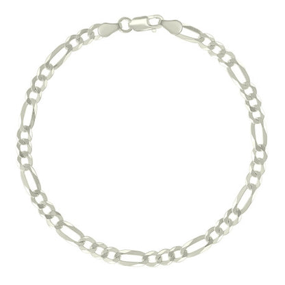 925 Silver Pave Super Flat Figaro Chain 4.5mm