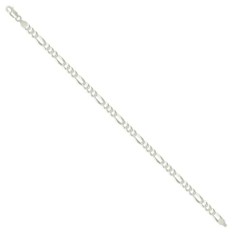 925 Silver Pave Super Flat Figaro Chain 4.5mm