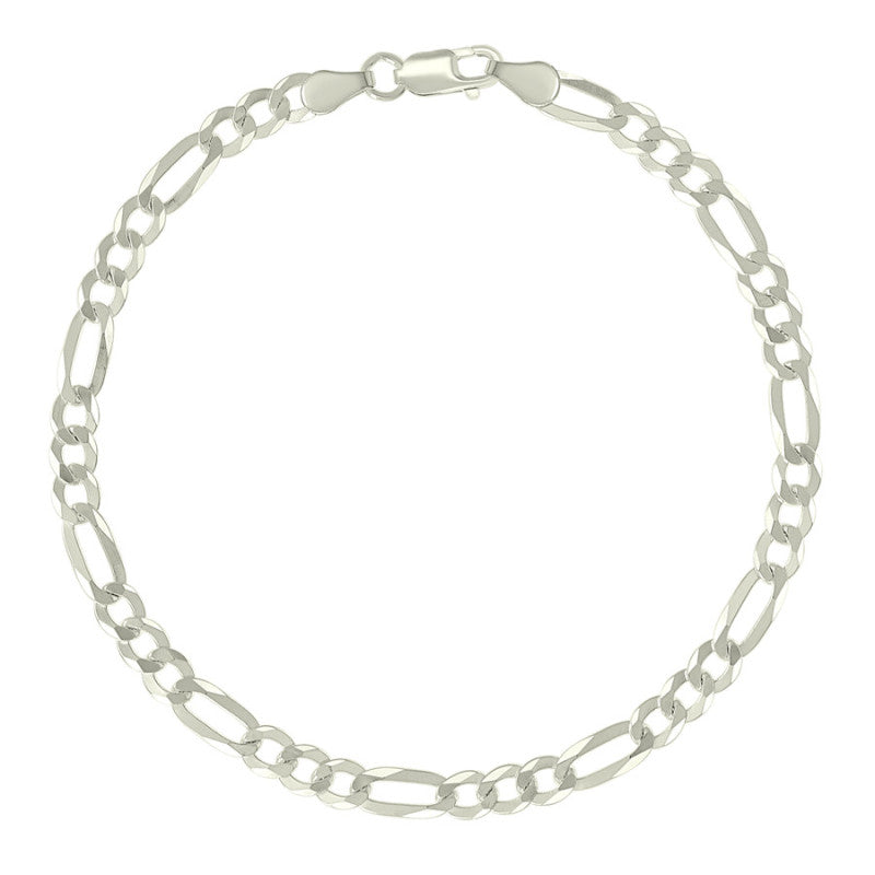 925 Silver Pave Super Flat Figaro Chain 4.5mm