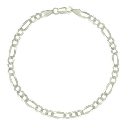 925 Silver Pave Super Flat Figaro Chain 4.5mm