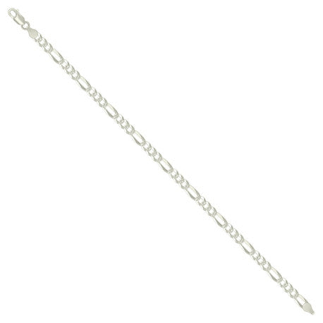 925 Silver Pave Super Flat Figaro Chain 4.5mm