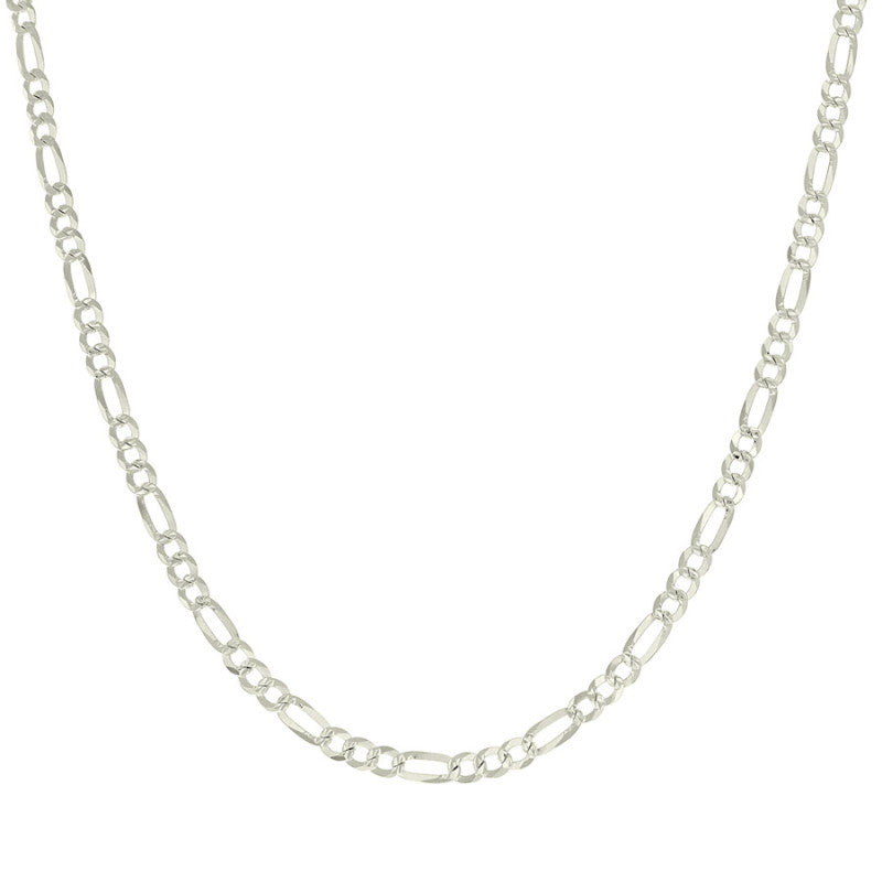 925 Silver Pave Super Flat Figaro Chain 4.5mm