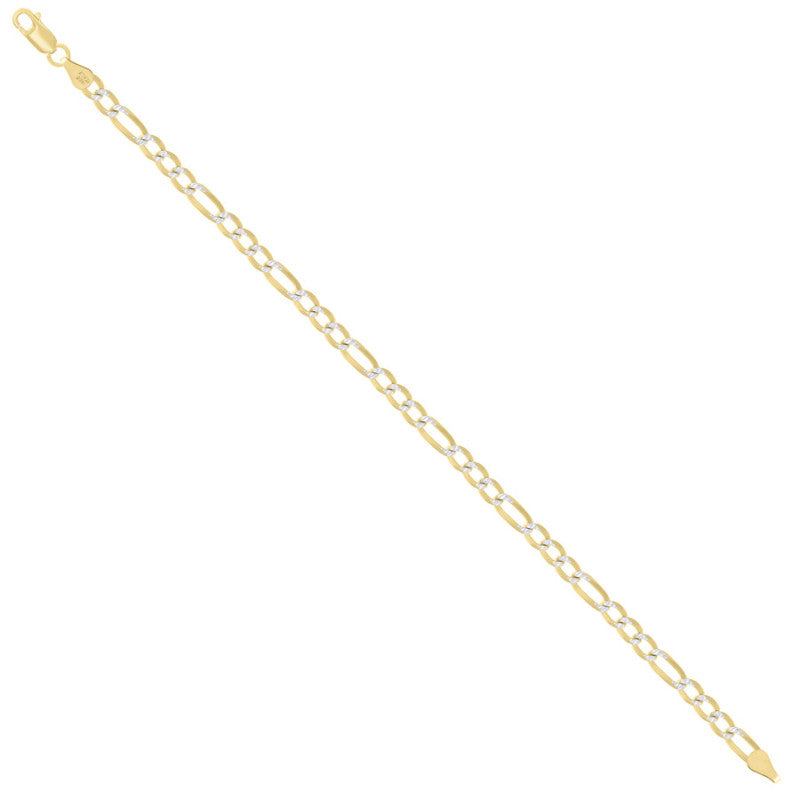 925 Silver Pave Super Flat Figaro Chain 4.7mm