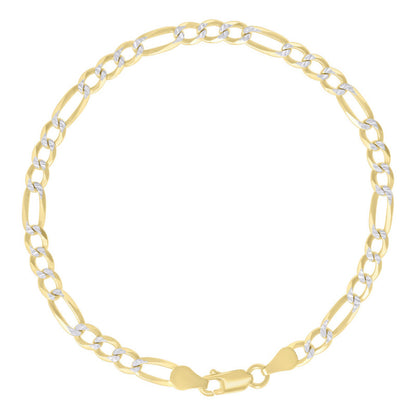 925 Silver Pave Super Flat Figaro Chain 4.7mm