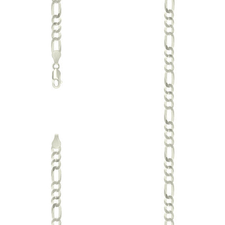 925 Silver Pave Super Flat Figaro Chain 5.7mm