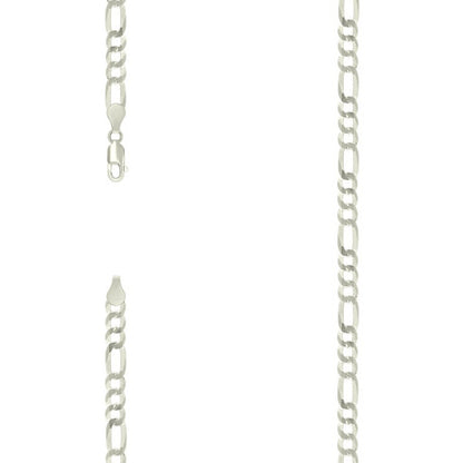 925 Silver Pave Super Flat Figaro Chain 5.7mm