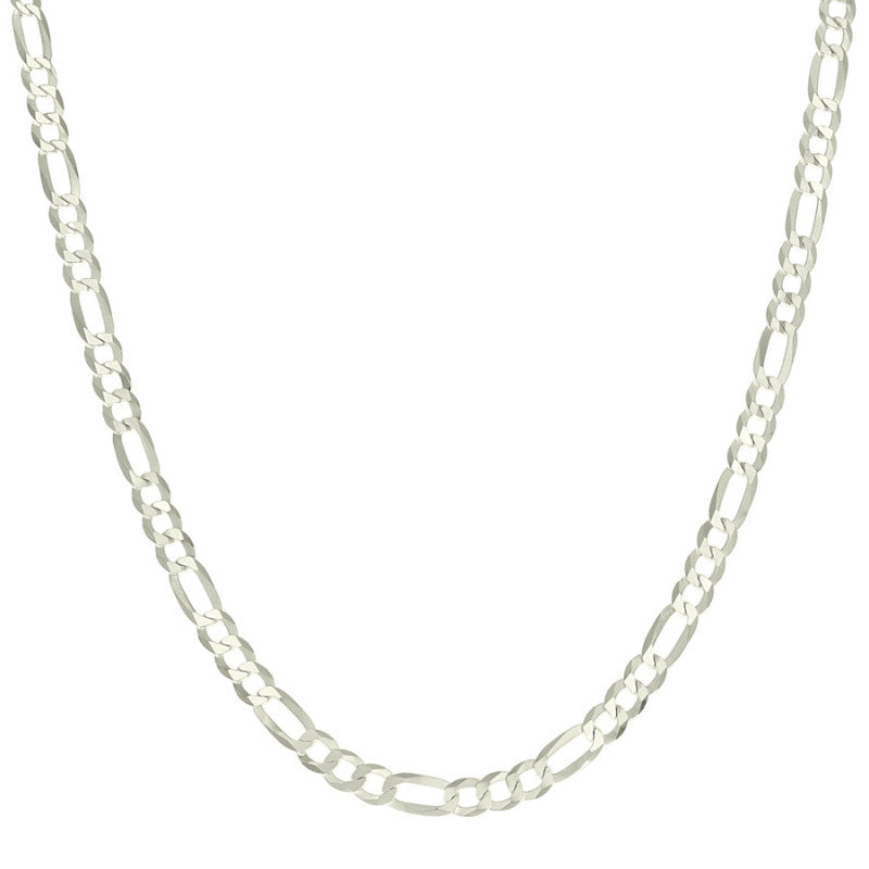 925 Silver Pave Super Flat Figaro Chain 5.7mm
