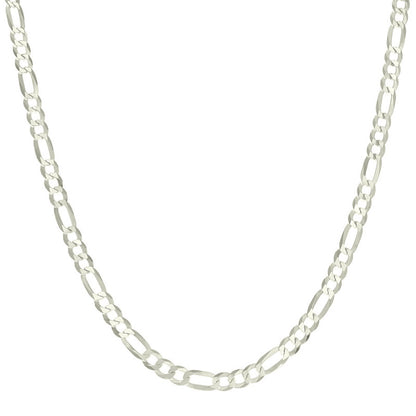 925 Silver Pave Super Flat Figaro Chain 5.7mm